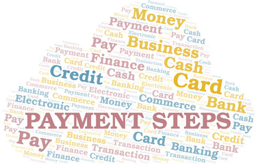 Payment Steps word cloud. Vector made with text only.