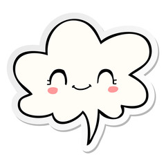 cute cartoon face and speech bubble sticker