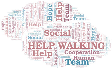 Obraz premium Help Walking word cloud. Vector made with text only.