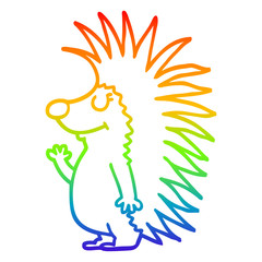 rainbow gradient line drawing cartoon spiky hedgehog
