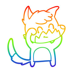 rainbow gradient line drawing cartoon friendly fox
