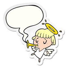 cute cartoon angel and speech bubble sticker