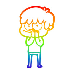 rainbow gradient line drawing happy cartoon man