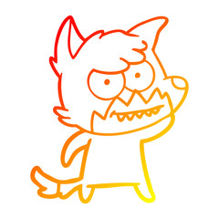 warm gradient line drawing cartoon grinning fox