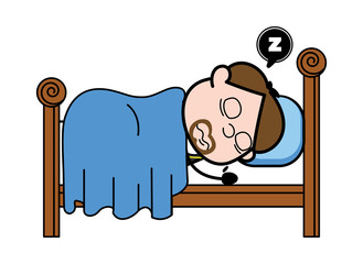 Sleeping and Snoring - Cartoon Priest Monk Vector Illustration