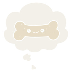 cartoon bone and thought bubble in retro style