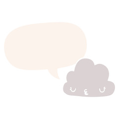 cute cartoon cloud and speech bubble in retro style