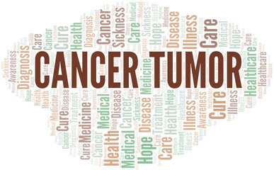 Cancer Tumor word cloud. Vector made with text only.