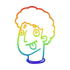rainbow gradient line drawing cartoon funny male face