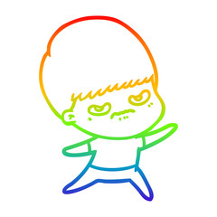 rainbow gradient line drawing cartoon angry boy