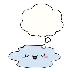 cartoon puddle with face and thought bubble