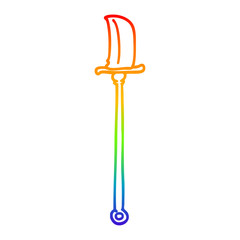 rainbow gradient line drawing cartoon knife