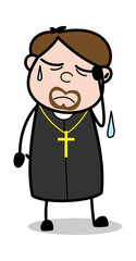 Headache - Cartoon Priest Monk Vector Illustration