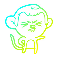 cold gradient line drawing cartoon annoyed monkey