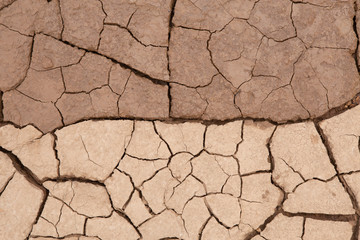 Texture of dry crackled soil dirt or earth during drought.