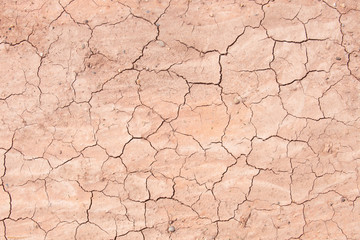Texture of dry crackled soil dirt or earth during drought.