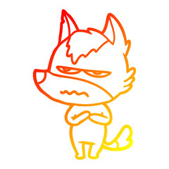 warm gradient line drawing cartoon annoyed wolf