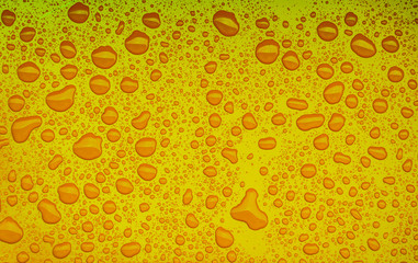 orenge glossy surface with water drops, Drops of water on orenge colors on the background