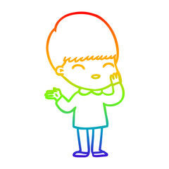 rainbow gradient line drawing happy cartoon boy