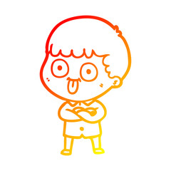 warm gradient line drawing cartoon man staring