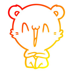 warm gradient line drawing happy bear sitting cartoon