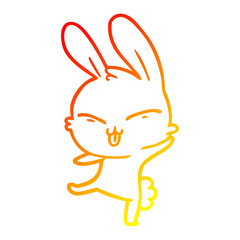 warm gradient line drawing cute cartoon rabbit