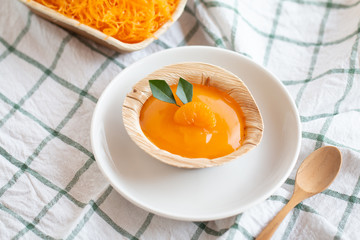 Orange Cake with orange  sauce topping in nutural cup, save earth package
