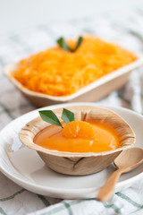 Orange Cake with orange  sauce topping in nutural cup, save earth package