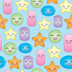 Seamless pattern smiling geometric characters