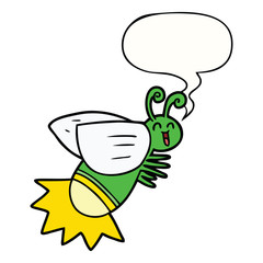 cartoon glow bug and speech bubble