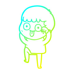 cold gradient line drawing cartoon man staring