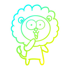 cold gradient line drawing happy cartoon lion