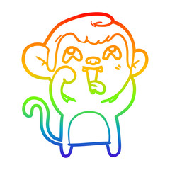 rainbow gradient line drawing crazy cartoon monkey