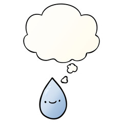 cartoon raindrop and thought bubble in smooth gradient style