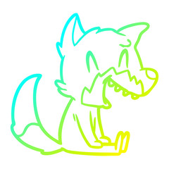 cold gradient line drawing laughing fox cartoon