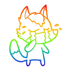rainbow gradient line drawing cartoon crying wolf