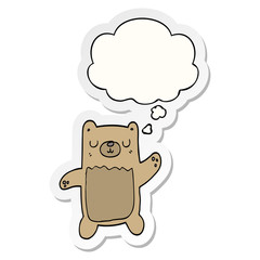cartoon bear and thought bubble as a printed sticker