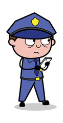 Messaging - Retro Cop Policeman Vector Illustration
