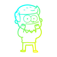cold gradient line drawing cartoon happy man
