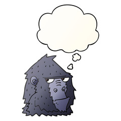 cartoon gorilla and thought bubble in smooth gradient style