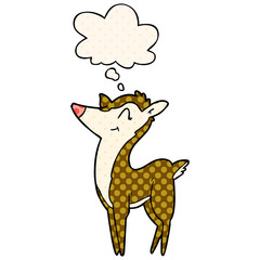 cartoon deer and thought bubble in comic book style