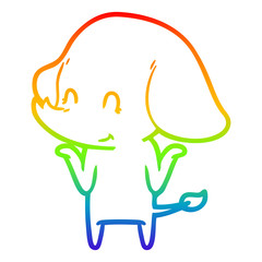 rainbow gradient line drawing cute cartoon elephant
