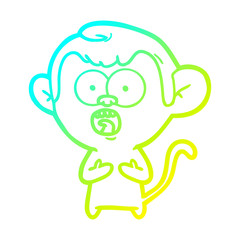 cold gradient line drawing cartoon shocked monkey
