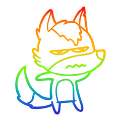 rainbow gradient line drawing cartoon annoyed wolf