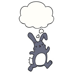 cartoon rabbit running and thought bubble