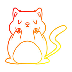 warm gradient line drawing cartoon cat