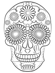 skull illustration, symbol of the traditional Mexican holiday Day of the dead and Day of angels