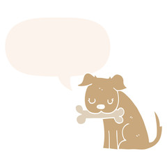 cartoon dog and speech bubble in retro style