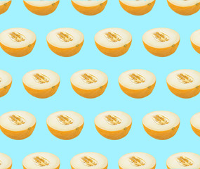 Pattern of melon slices. Full frame close up food background