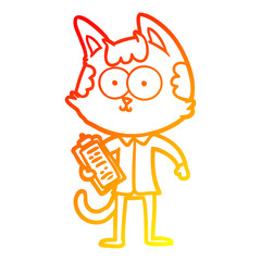 warm gradient line drawing happy cartoon salesman cat